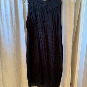 ASOS Black Sleeveless Eyelet Midi Dress